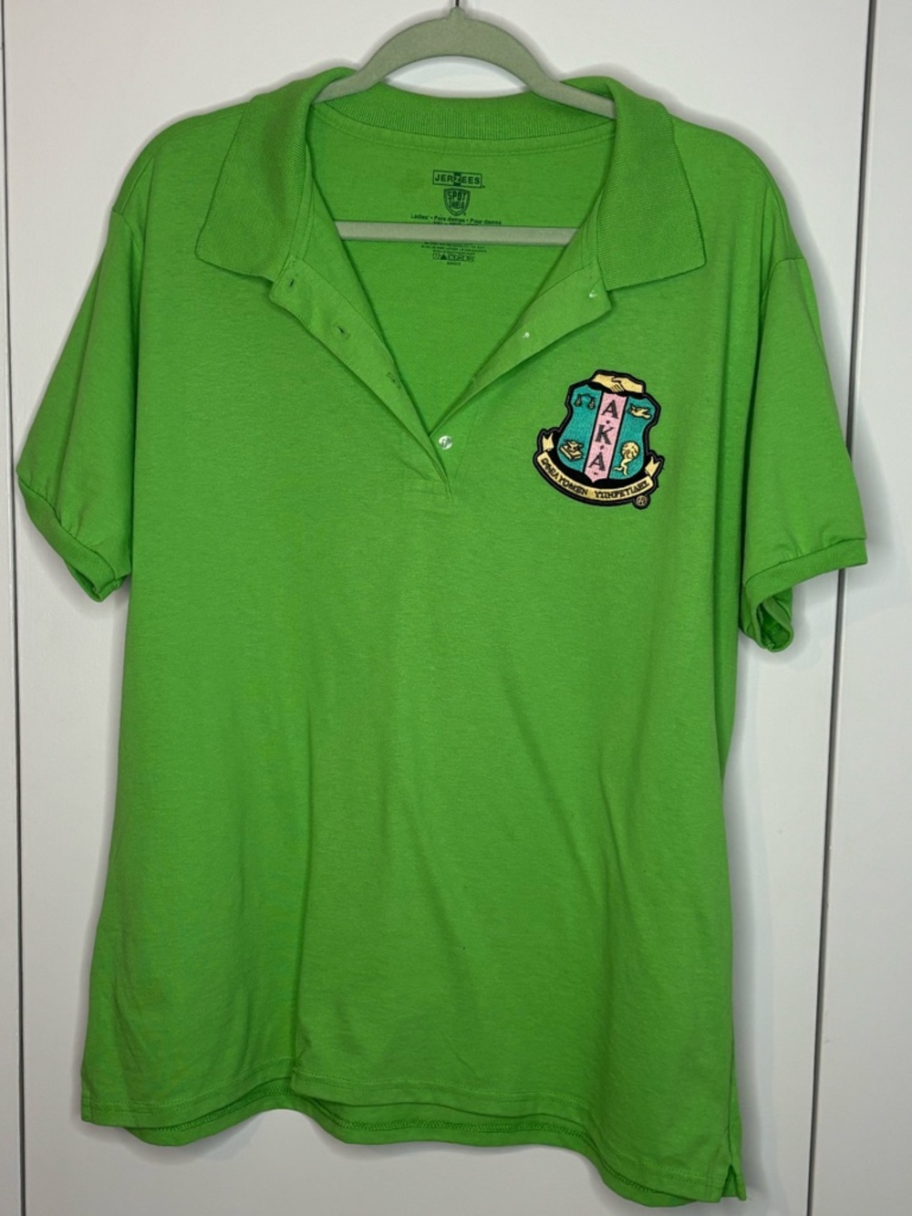 Apple Green Polo Shirt with Alpha Kappa Alpha Shield - Size 2XL